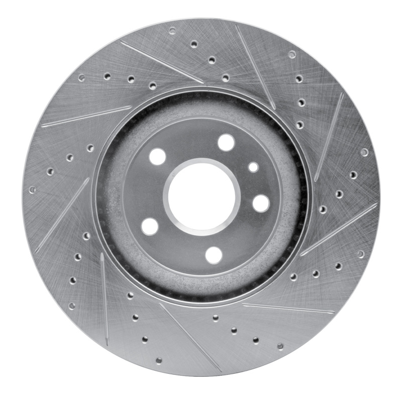 Buick Regal Brake Rotor (1) - Front Left - R1 Concepts - Drilled & Slotted - Silver - `13-`19